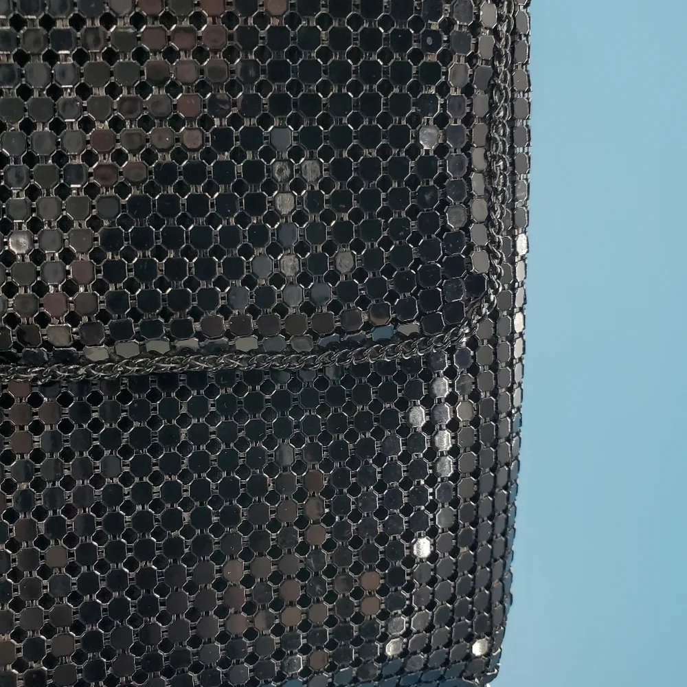 Vintage 70s black mesh evening bag